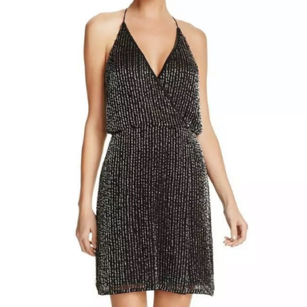 NWT French connection Enid Black beaded dress